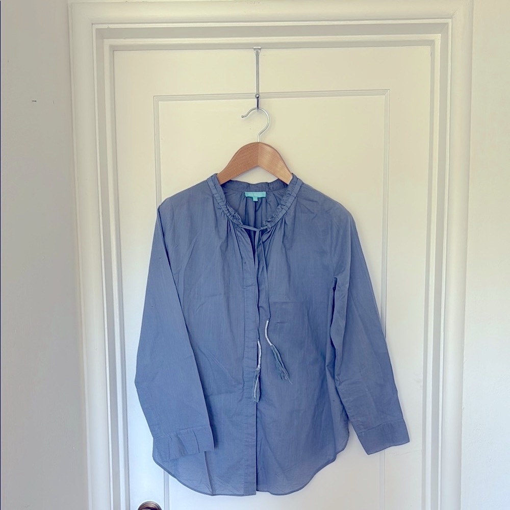Blue Illusion Cotton Blouse